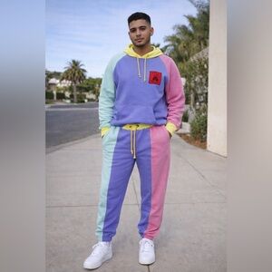 Teddy Fresh Vibrant multi color block hoodie and jogger pant set